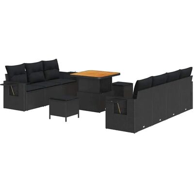 vidaXL Garten-Sofa-Set 10-Tlg Schwarz Poly Rattan 3361704 vidaXL Garten-Sofa-Set 10-Tlg Schwarz Poly Rattan 3361704