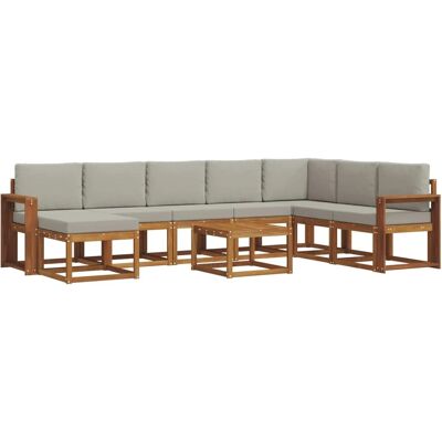 vidaXL Outdoor-Sofagarnitur mit Kissen 9-Tlg Natur und Hellgrau 3366854 vidaXL Outdoor-Sofagarnitur mit Kissen 9-Tlg Natur und Hellgrau 3366854