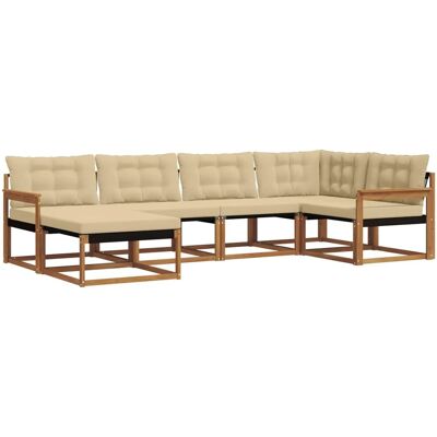 vidaXL Outdoor-Sofagarnitur 18-Tlg Natur und Beige Massivholz Akazie 3369620 vidaXL Outdoor-Sofagarnitur 18-Tlg Natur und Beige Massivholz Akazie 3369620
