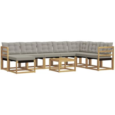 vidaXL Outdoor-Sofagarnitur mit Kissen 9-Tlg Weiß und Hellgrau 3389777 vidaXL Outdoor-Sofagarnitur mit Kissen 9-Tlg Weiß und Hellgrau 3389777
