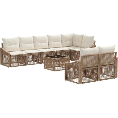 vidaXL Gartensofa-Set 9-Tlg Beige Poly-Rattan 3436071 vidaXL Gartensofa-Set 9-Tlg Beige Poly-Rattan 3436071