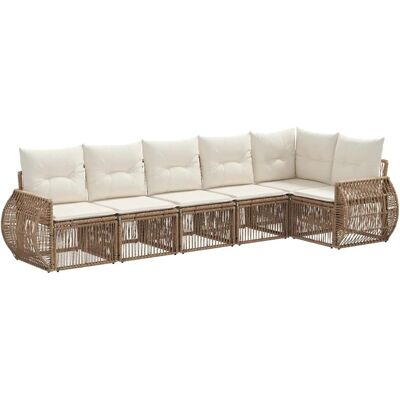 vidaXL Gartensofa-Set 6-Tlg Beige und Cremeweiß Poly-Rattan 3435423 vidaXL Gartensofa-Set 6-Tlg Beige und Cremeweiß Poly-Rattan 3435423