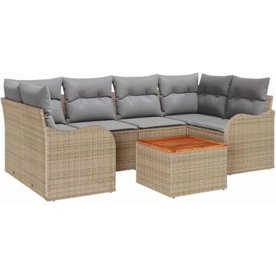 vidaXL Garten-Sofa-Set 7-Tlg Beige Poly Rattan 3347406 vidaXL Garten-Sofa-Set 7-Tlg Beige Poly Rattan 3347406