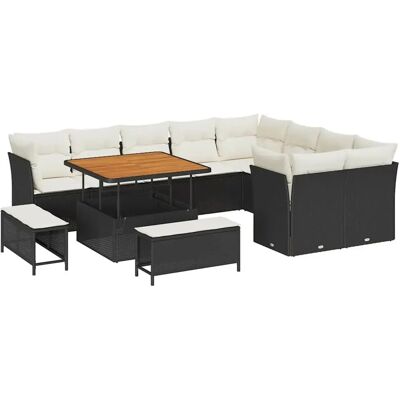 vidaXL Garten-Sofa-Set 12-Tlg Schwarz Poly Rattan 3361515 vidaXL Garten-Sofa-Set 12-Tlg Schwarz Poly Rattan 3361515