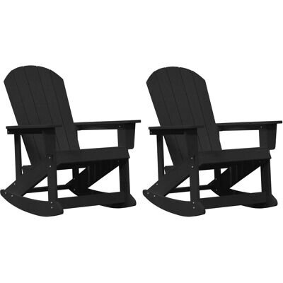 vidaXL Adirondack Schaukelstühle 2-Tlg Schwarz HDPE 3335836 vidaXL Adirondack Schaukelstühle 2-Tlg Schwarz HDPE 3335836