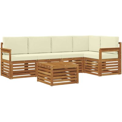 vidaXL Sofagarnituren 6 Tlg Natur und Creme Massivholz Akazie 3374835 vidaXL Sofagarnituren 6 Tlg Natur und Creme Massivholz Akazie 3374835