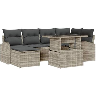 vidaXL Garten-Sofa-Set mit Speicher 7-Tlg Hellgrau Poly Rattan 3357415 vidaXL Garten-Sofa-Set mit Speicher 7-Tlg Hellgrau Poly Rattan 3357415