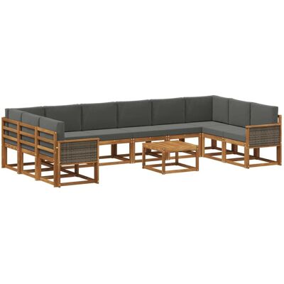 vidaXL Outdoor-Sofagarnitur mit Kissen 11 Stk Massivholz Akazie 3385588 vidaXL Outdoor-Sofagarnitur mit Kissen 11 Stk Massivholz Akazie 3385588