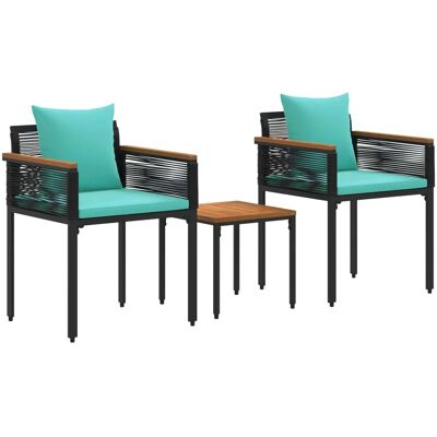 vidaXL Gartenmöbel Set mit Kissen Schwarz und Türkis PE-Rattan 42025236 vidaXL Gartenmöbel Set mit Kissen Schwarz und Türkis PE-Rattan 42025236