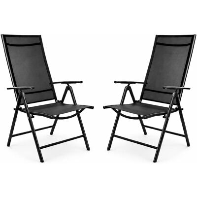 BigDean 2 Stück Gartenstuhl Hochlehner Klappbar bis 120kg Belastbar Schwarz 7 Fach Verstellbar Wetterfest Balkonstuhl für Garten Terrasse Camping BigDean 2 Stück Gartenstuhl Hochlehner Klappbar bis 120kg Belastbar Schwarz 7 Fach Verstellbar Wetterfest Balkonstuhl für Garten Terrasse Camping