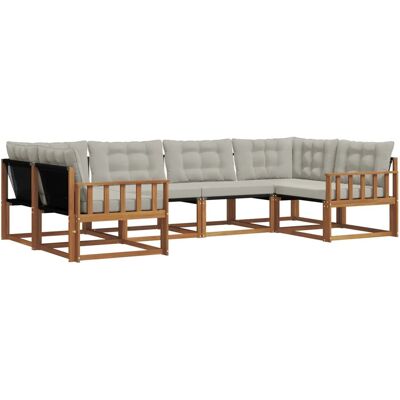 vidaXL Outdoor-Sofagarnitur mit Kissen 6-Tlg Natur und Hellgrau 3369790 vidaXL Outdoor-Sofagarnitur mit Kissen 6-Tlg Natur und Hellgrau 3369790