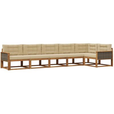 vidaXL Outdoor-Sofagarnitur mit Kissen 6 Stk Natur und Beige 3382601 vidaXL Outdoor-Sofagarnitur mit Kissen 6 Stk Natur und Beige 3382601