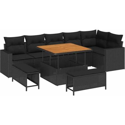vidaXL Garten-Sofa-Set 9-Tlg Schwarz Poly Rattan 3361624 vidaXL Garten-Sofa-Set 9-Tlg Schwarz Poly Rattan 3361624