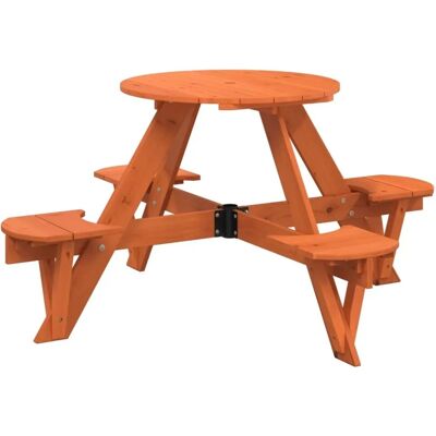 vidaXL Dunkelbrauner Picknicktisch für 4 Kinder mit Sonnenschirm vidaXL Dunkelbrauner Picknicktisch für 4 Kinder mit Sonnenschirm