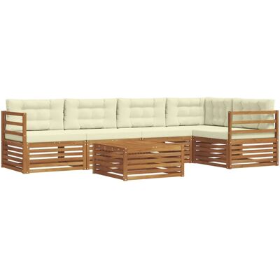 vidaXL Outdoor-Sofagarnitur mit Kissen 6-Tlg Natur und Creme 3373480 vidaXL Outdoor-Sofagarnitur mit Kissen 6-Tlg Natur und Creme 3373480