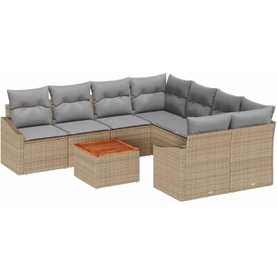 vidaXL Garten-Sofa-Set mit Kissen 9-Tlg Beige Poly Rattan 3347812 vidaXL Garten-Sofa-Set mit Kissen 9-Tlg Beige Poly Rattan 3347812