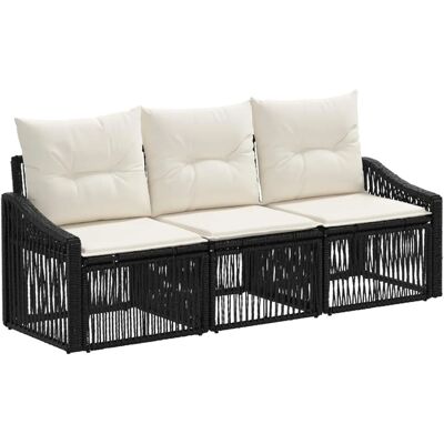 vidaXL Gartensofa-Set 3-Tlg Schwarz Poly-Rattan 3435922 vidaXL Gartensofa-Set 3-Tlg Schwarz Poly-Rattan 3435922