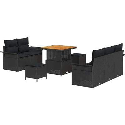 vidaXL Garten-Sofa-Set Höhenverstellbar 8-Tlg Schwarz Poly Rattan 3362074 vidaXL Garten-Sofa-Set Höhenverstellbar 8-Tlg Schwarz Poly Rattan 3362074