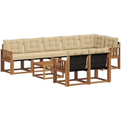 vidaXL Outdoor-Sofagarnitur mit Kissen 9-Tlg Natur und Beige 3368808 vidaXL Outdoor-Sofagarnitur mit Kissen 9-Tlg Natur und Beige 3368808