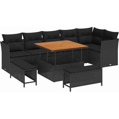 vidaXL Garten-Sofa-Set 9-Tlg Schwarz Poly Rattan 3361494 vidaXL Garten-Sofa-Set 9-Tlg Schwarz Poly Rattan 3361494