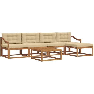 vidaXL Outdoor-Sofagarnitur mit Kissen 6-Tlg Natur und Beige 3367491 vidaXL Outdoor-Sofagarnitur mit Kissen 6-Tlg Natur und Beige 3367491