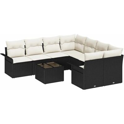 vidaXL Garten-Sofa-Set 9-Tlg Schwarz Poly Rattan 3345297 vidaXL Garten-Sofa-Set 9-Tlg Schwarz Poly Rattan 3345297
