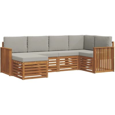 vidaXL Sofagarnituren 6 Tlg Natur und Hellgrau Massivholz Akazie 3375086 vidaXL Sofagarnituren 6 Tlg Natur und Hellgrau Massivholz Akazie 3375086