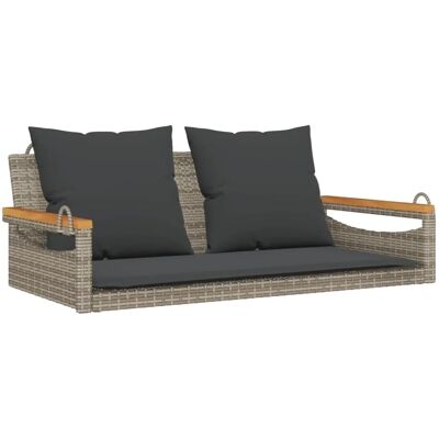 furnicato Hängebank mit Kissen Grau 109x62x40 cm Poly Rattan furnicato Hängebank mit Kissen Grau 109x62x40 cm Poly Rattan