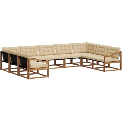 vidaXL Outdoor-Sofagarnitur mit Kissen 9-Tlg Natur und Beige 3369852 vidaXL Outdoor-Sofagarnitur mit Kissen 9-Tlg Natur und Beige 3369852