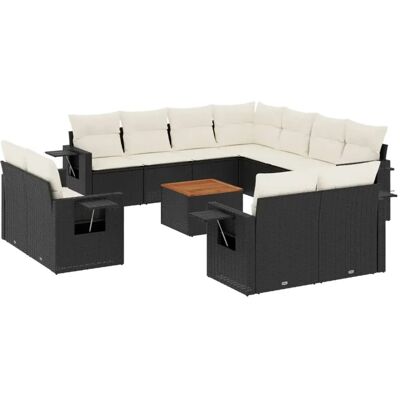 vidaXL 12-Tlg Garten-Sofagarnitur mit Kissen Schwarz Poly Rattan 3257155 vidaXL 12-Tlg Garten-Sofagarnitur mit Kissen Schwarz Poly Rattan 3257155