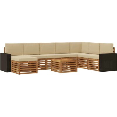 vidaXL Outdoor-Sofagarnitur mit Kissen 9 Stk Natur und Beige 3384754 vidaXL Outdoor-Sofagarnitur mit Kissen 9 Stk Natur und Beige 3384754