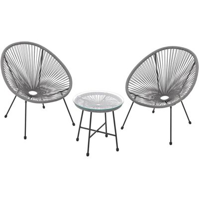 Juskys Balkonmöbel Set Ostana 3 Teilig mit Tisch und 2 Sesseln Hellgrau Juskys Balkonmöbel Set Ostana 3 Teilig mit Tisch und 2 Sesseln Hellgrau