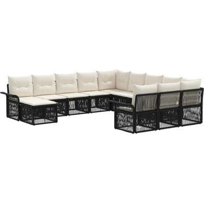 vidaXL Gartensofa-Set 12-Tlg Schwarz und Cremeweiß Poly-Rattan 3435034 vidaXL Gartensofa-Set 12-Tlg Schwarz und Cremeweiß Poly-Rattan 3435034