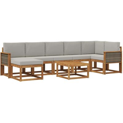 vidaXL Outdoor-Sofagarnitur 8 Stk Natur und Hellgrau Polyester 3385407 vidaXL Outdoor-Sofagarnitur 8 Stk Natur und Hellgrau Polyester 3385407