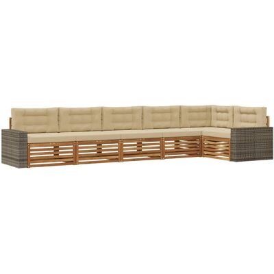 vidaXL Outdoor-Sofagarnitur 6 Stk Natur und Beige 402 x 172,5 x 73 cm 3383431 vidaXL Outdoor-Sofagarnitur 6 Stk Natur und Beige 402 x 172,5 x 73 cm 3383431