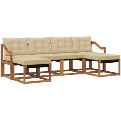 vidaXL Outdoor-Sofagarnitur mit Kissen 6-Tlg Natur und Beige 3368940 vidaXL Outdoor-Sofagarnitur mit Kissen 6-Tlg Natur und Beige 3368940