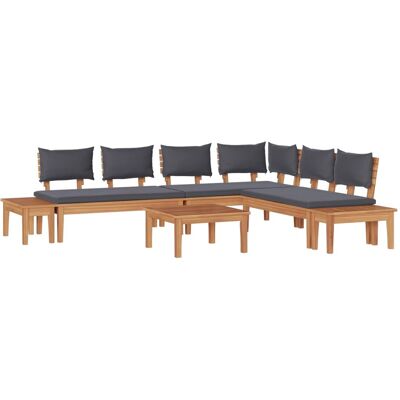 vidaXL Gartenbänke Set mit Kissen mit Speicher 3-Tlg Braun Grau 3356867 vidaXL Gartenbänke Set mit Kissen mit Speicher 3-Tlg Braun Grau 3356867