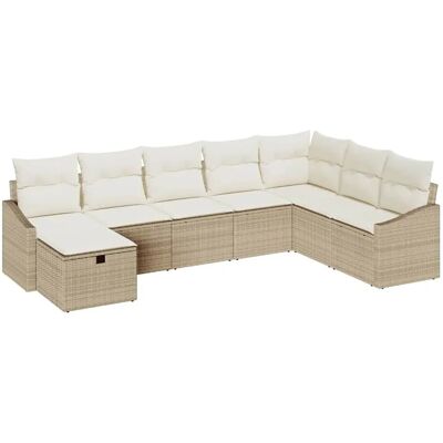 vidaXL Garten-Sofa-Set mit Kissen 8-Tlg Beige Poly Rattan 3359330 vidaXL Garten-Sofa-Set mit Kissen 8-Tlg Beige Poly Rattan 3359330
