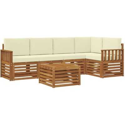 vidaXL Sofagarnituren 6 Tlg Natur und Creme Massivholz Akazie 3374840 vidaXL Sofagarnituren 6 Tlg Natur und Creme Massivholz Akazie 3374840