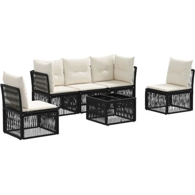 vidaXL Gartensofa-Set 6-Tlg Schwarz Poly-Rattan 3434155 vidaXL Gartensofa-Set 6-Tlg Schwarz Poly-Rattan 3434155