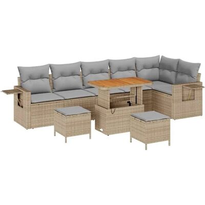 vidaXL Garten-Sofa-Set mit Speicher 9-Tlg Beige Poly Rattan 3363717 vidaXL Garten-Sofa-Set mit Speicher 9-Tlg Beige Poly Rattan 3363717