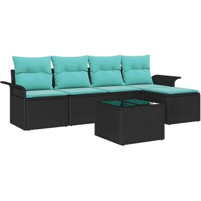 vidaXL Gartensofa-set mit Kissen 6 Stk Schwarz Poly-Rattan 3345336 vidaXL Gartensofa-set mit Kissen 6 Stk Schwarz Poly-Rattan 3345336