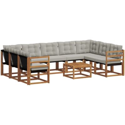 vidaXL Outdoor-Sofagarnitur mit Kissen 30-Tlg Natur und Hellgrau 3369062 vidaXL Outdoor-Sofagarnitur mit Kissen 30-Tlg Natur und Hellgrau 3369062