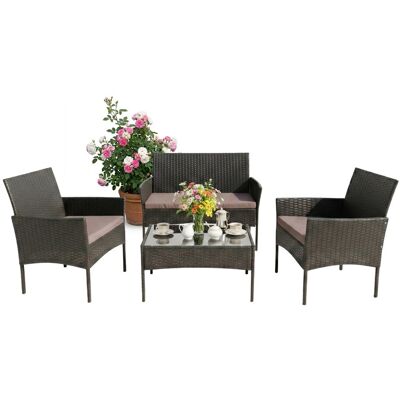 Relaxdays Gartenlounge Set Polyrattan Schwarz mit Auflagen 4-teilig Relaxdays Gartenlounge Set Polyrattan Schwarz mit Auflagen 4-teilig