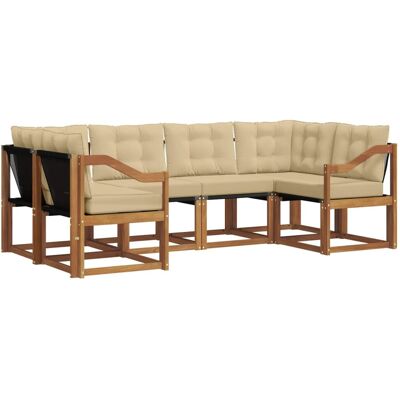 vidaXL Outdoor-Sofagarnitur mit Kissen 6-Tlg Natur und Beige 3369012 vidaXL Outdoor-Sofagarnitur mit Kissen 6-Tlg Natur und Beige 3369012