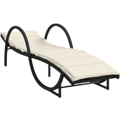 vidaXL Sonnenliege mit Auflage Schwarz 60x199x42 cm Poly Rattan 368257 vidaXL Sonnenliege mit Auflage Schwarz 60x199x42 cm Poly Rattan 368257