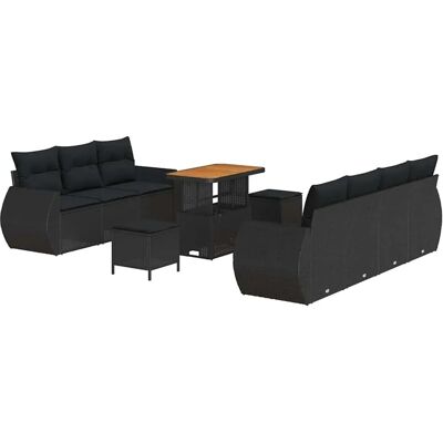 vidaXL Garten-Sofa-Set 10-Tlg Schwarz Poly Rattan 3361839 vidaXL Garten-Sofa-Set 10-Tlg Schwarz Poly Rattan 3361839