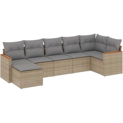 vidaXL 7-Tlg Garten-Sofagarnitur mit Kissen Beige Poly Rattan 3226192 vidaXL 7-Tlg Garten-Sofagarnitur mit Kissen Beige Poly Rattan 3226192