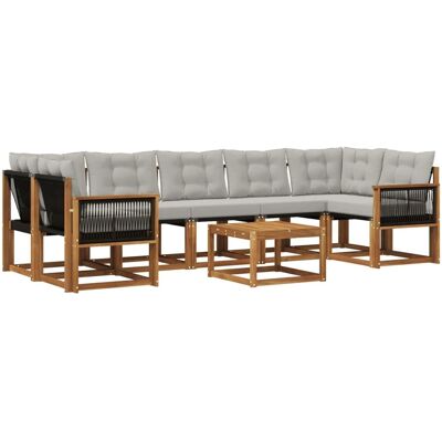 vidaXL Outdoor-Sofagarnitur mit Kissen 8 Stk Natur und Hellgrau 3381839 vidaXL Outdoor-Sofagarnitur mit Kissen 8 Stk Natur und Hellgrau 3381839