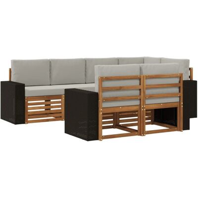 vidaXL Ecksofa Set mit Kissen 7 Stk Natur und Hellgrau 3384482 vidaXL Ecksofa Set mit Kissen 7 Stk Natur und Hellgrau 3384482
